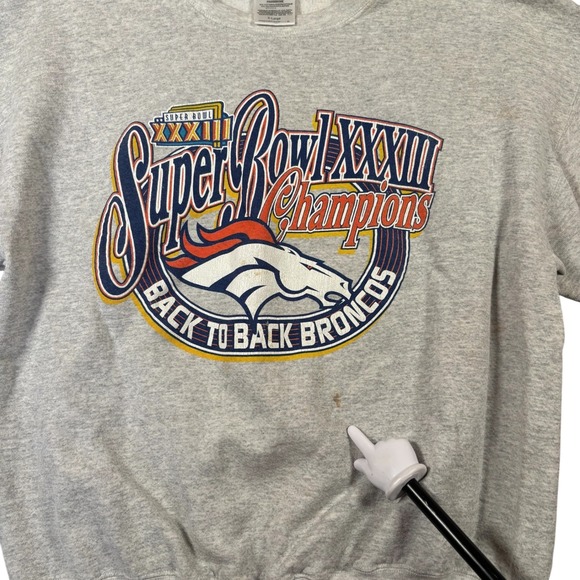 VTG Tultex Denver Broncos Super Bowl XXXIII Champions Back to Back Sweatshirt XL - Picture 6 of 11